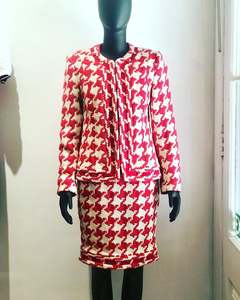 Summer Collection 1: Adrienne Winkelmann Red/White Wool Skirt Suit
