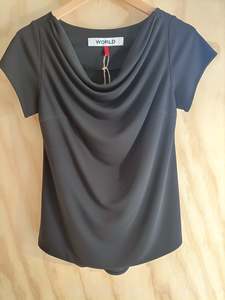 World: WORLD - Black Cowal Neck T-Shirt - Size XS