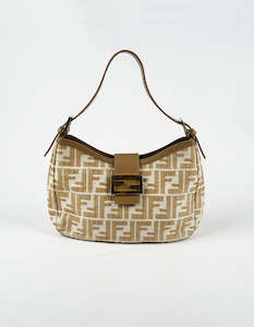 Fendi: Beige White Zucca Raffia
