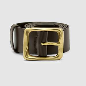 Brie Leon: Everyday Buckle Belt - Chocolate/Gold
