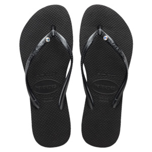 Havaianas: Swarovski Slim Logo Metal Crystal - Black
