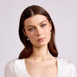 Sylvie Freshwater Pearl Drop Hoops - Silver