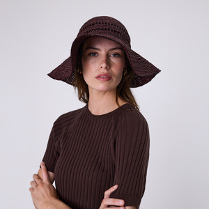 Marlow: Mykonos Wide Brim Hat - Chocolate