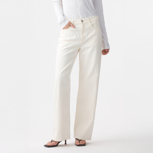 Olive Mid Slouchy Wide Jean - Bone