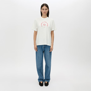Tops: Karine Graphic Tee - Soft White / Red