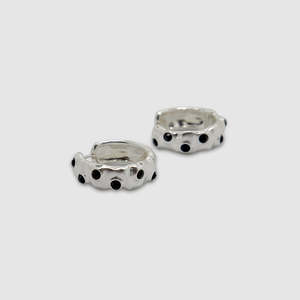 Brie Leon: Asta Hoops - Silver / Black