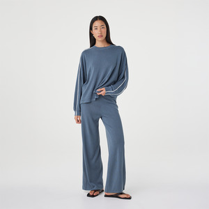 Pippa Long Sleeve Tee - Storm & Cream