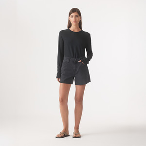 Outland Denim: Edie High Relaxed Short - Aged Black