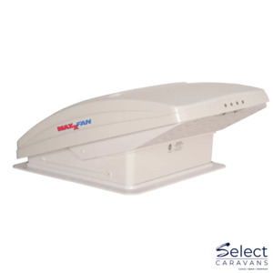 MaxxFan Deluxe with Rain Dome, Thermostat and Manual Lift