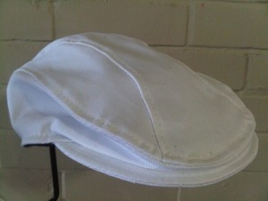 Products: White Polycotton Trim Style Cheesecutter - Selke NZ high quality handcrafted leather & fabric hats