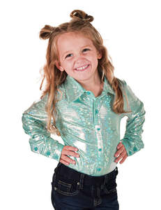 Cowgirl Tuff: Cowgirl Tuff Girls Mint Sparkle Pullover Shirt