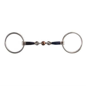 Bits: Blue Sweet Iron Loose Ring w/Link & Copper Roller Bit