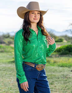 Cowgirl Tuff: Cowgirl Tuff Green Sequin Pullover Shirt