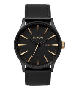 Products: Nixon Sentry Leather Watch - Matte Black / Gold