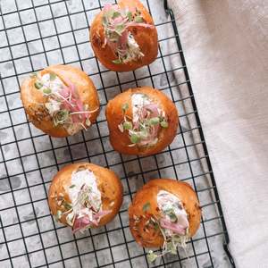 Savoury Donuts with hot smoked salmon pate