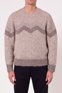 Neuw Mens 1: Intarsia Zig Zag Crew - Sand