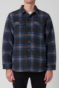 Rollas Mens: Men At Work Check Shacket - Blue Check