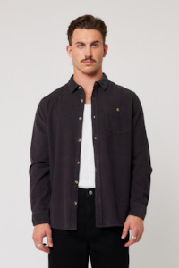 Mens Shirts: Men at Work Cord Shirt - Black