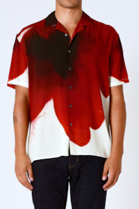 Mens Shirts: Antho Print Shortsleeve Shirt - Ecru