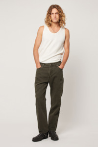 Rollas Mens Jeans: Ezy Electric Canvas - Dark Eucalypt