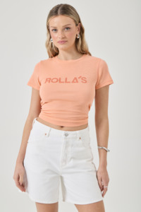 Rollas: Classic Tee Rollas Logo - Peach