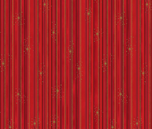 Quilting Fabric: We Love Christmas - Stripes - Red/Gold - 100% Cotton - 10cm Increments