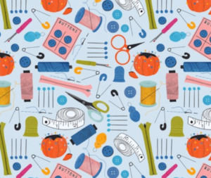 Quilting Fabric: Purrfect Stitches Sewing Bag - 100% Cotton - 10cm Increments