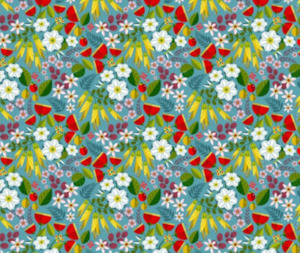 Kiwiana: Folk Tails Floral 100% Cotton - 10cm Increments