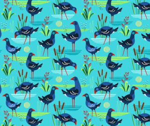 Kiwiana: Pukeko 100% Cotton Fabric - 10cm Increments