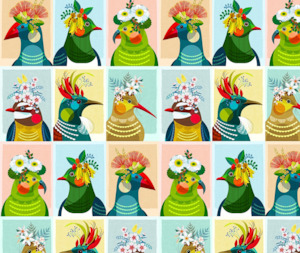 Feathered Friends - 100% Cotton Fabric - 15cm Increments