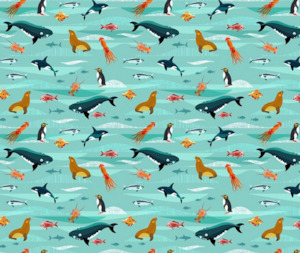By The Seaside: Land & Sea 100% Cotton Fabric - 10cm Increments