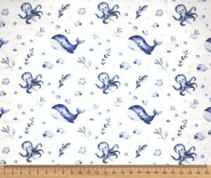 Whale of a Time 100% Cotton Fabric - 10cm Increments