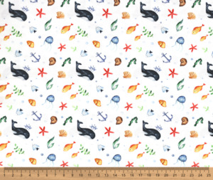 Whale of a Time 100% Cotton Fabric - 10cm Increments