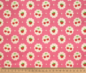Retro Designs: Strawberry Pop 100% Cotton Fabric - 10cm Increments
