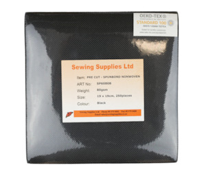 Stabilisers: Cutaway Spunbond Black - 250 Piece Pack 19cm x 19cm