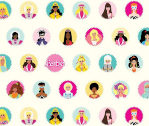 Barbie World Cream 100% Cotton - 10cm Increments