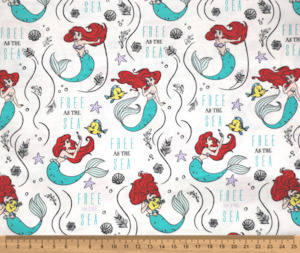 The Little Mermaid 100% Cotton Fabric - 10cm Increments