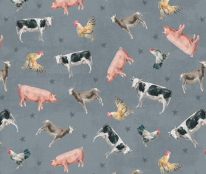 On The Farm: Farmhouse 100% Cotton Fabric - 1/2 Metre