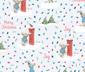 Peter Rabbit Christmas 100% Cotton Fabric - 10cm Increments