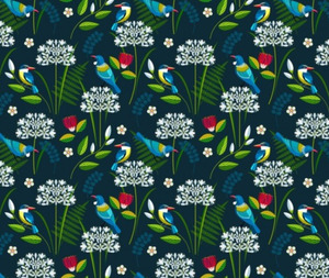 Kiwiana: Kiwiana Twilight Agapanthus Navy - 0.1m