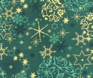 Stof Christmas - Stars and Vines - Green/Gold