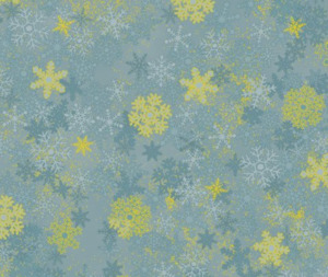 Stof Christmas - Snowflakes - Blue/Gold 0.1m