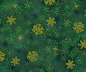 Christmas: Stof Christmas - Snowflakes - Green/Gold 0.1m
