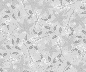 Stof Christmas - Poinsettia and Holly - Grey/Silver