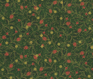 Stof Christmas - Holly - Green/Gold/Red