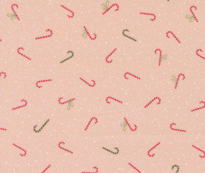 Christmas Fabric: Candy Canes Bubblegum - 0.1m 100% Cotton Fabric