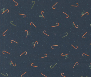 Christmas Fabric: Candy Canes Midnight - 0.1m 100% Cotton Fabric
