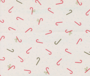 Christmas Fabric: Candy Canes Pearl - 0.1m 100% Cotton Fabric