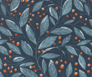 Christmas Greenery Midnight - 0.1m 100% Cotton Fabric