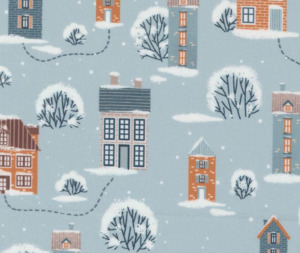 Snowy Town Sky - 0.1m 100% Cotton Fabric
